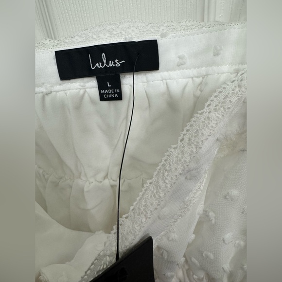 Lulu's Swiss Dot Babydoll Dress in White L - Picture 10 of 10